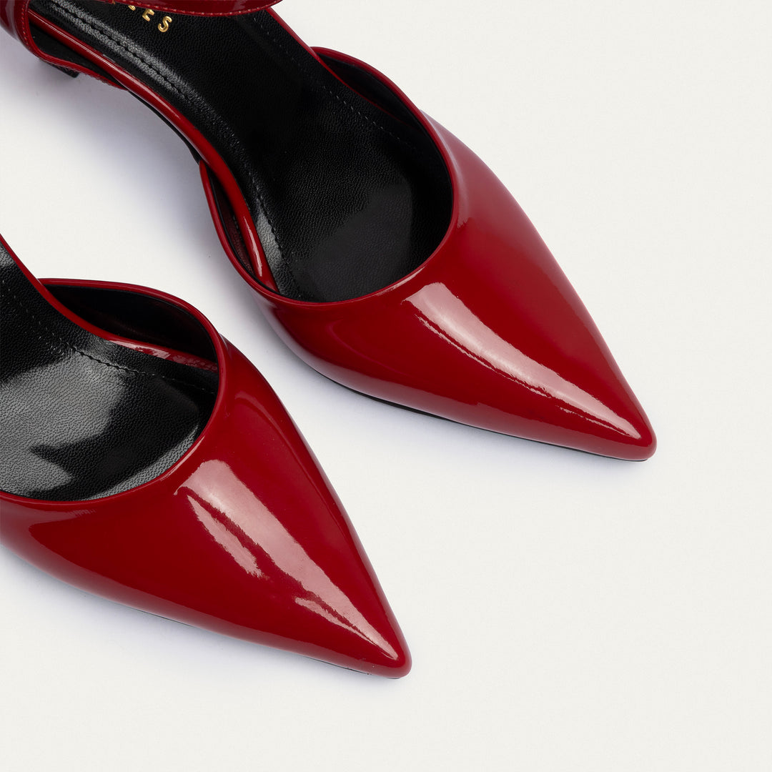 Achilles| Liana Patent Pointed Heels - Crimson Red