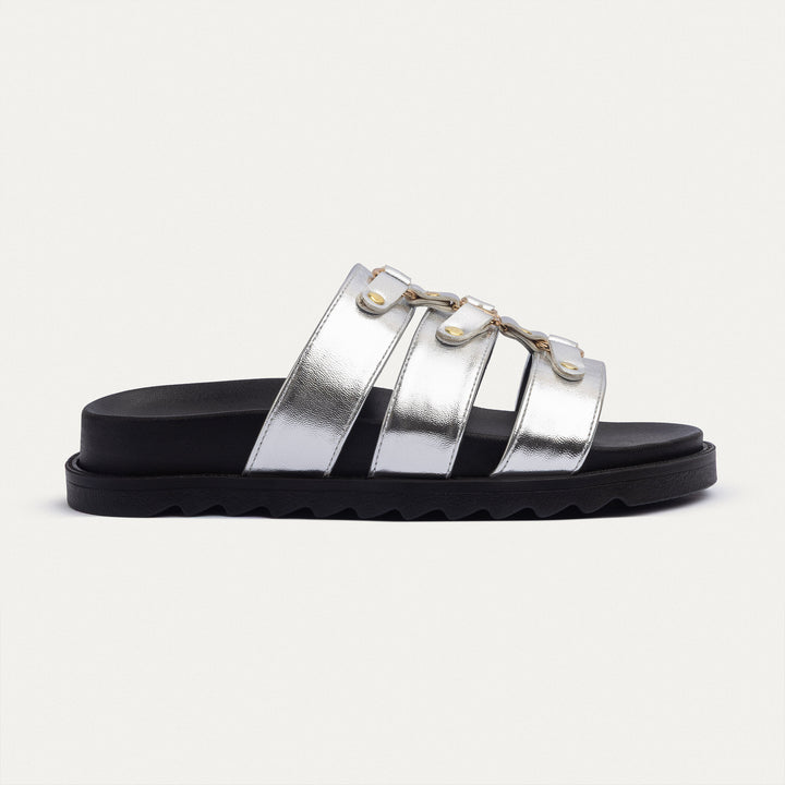 Achilles | Athena Buckle Slides - Silver
