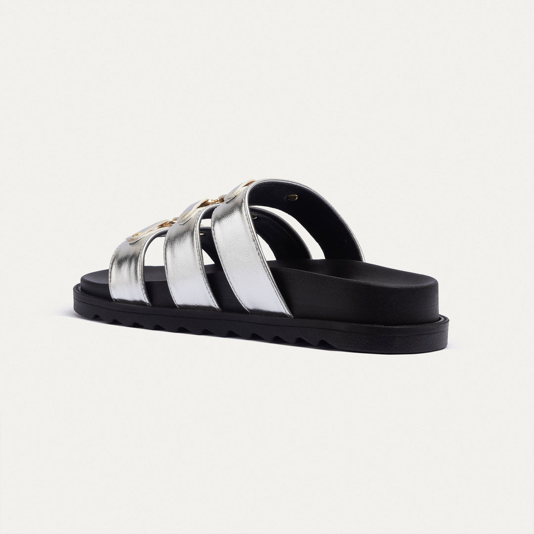 Achilles | Athena Buckle Slides - Silver