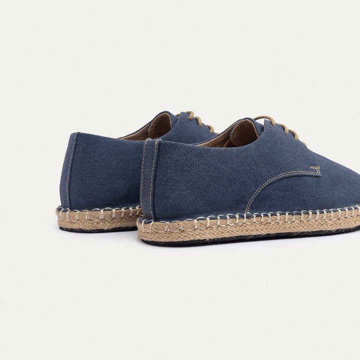 Achilles | Men's Espadrille Canvas Edition With Side Stitching - Washed NavyBlue