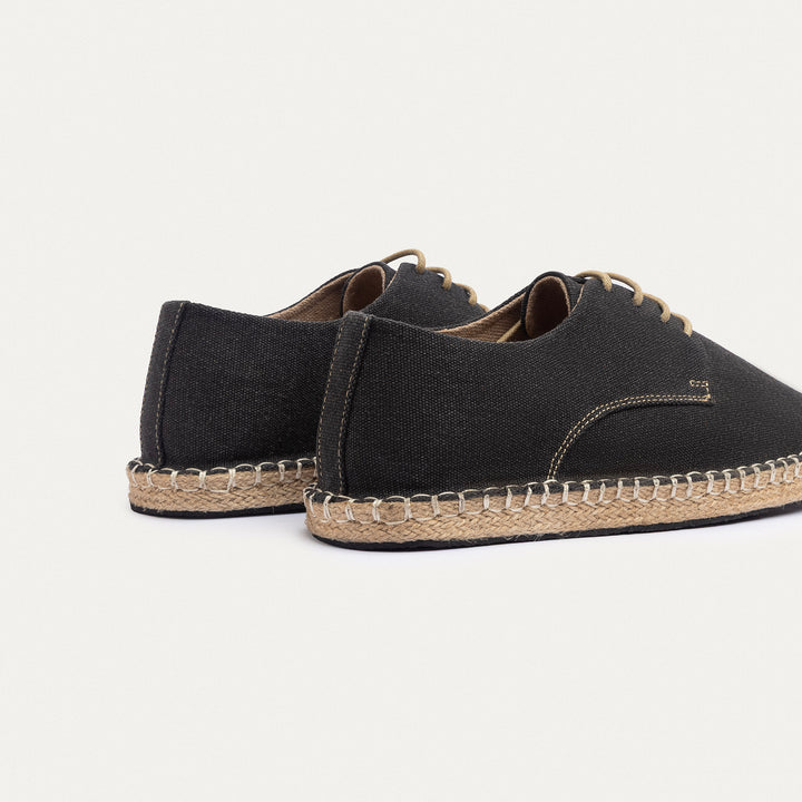 Achilles | Men's Espadrille Canvas Edition With Side Stitching - Washed Black