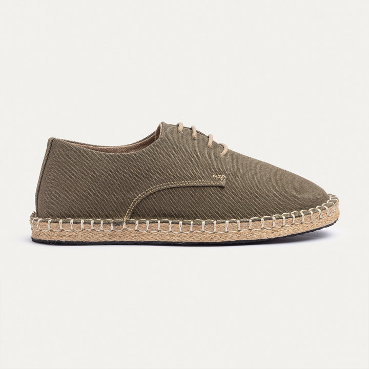 Achilles | Men's Espadrille Canvas Edition With Side Stitching - Washed Olive Green