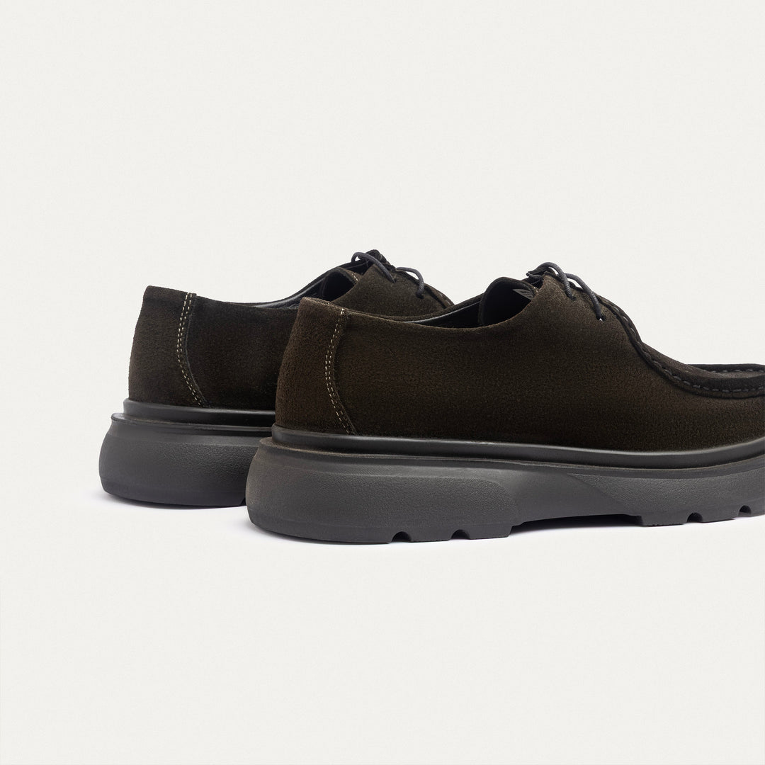 Achilles| Contour Comfort Moc-Toe Lace-Up Shoe - Dark Olive