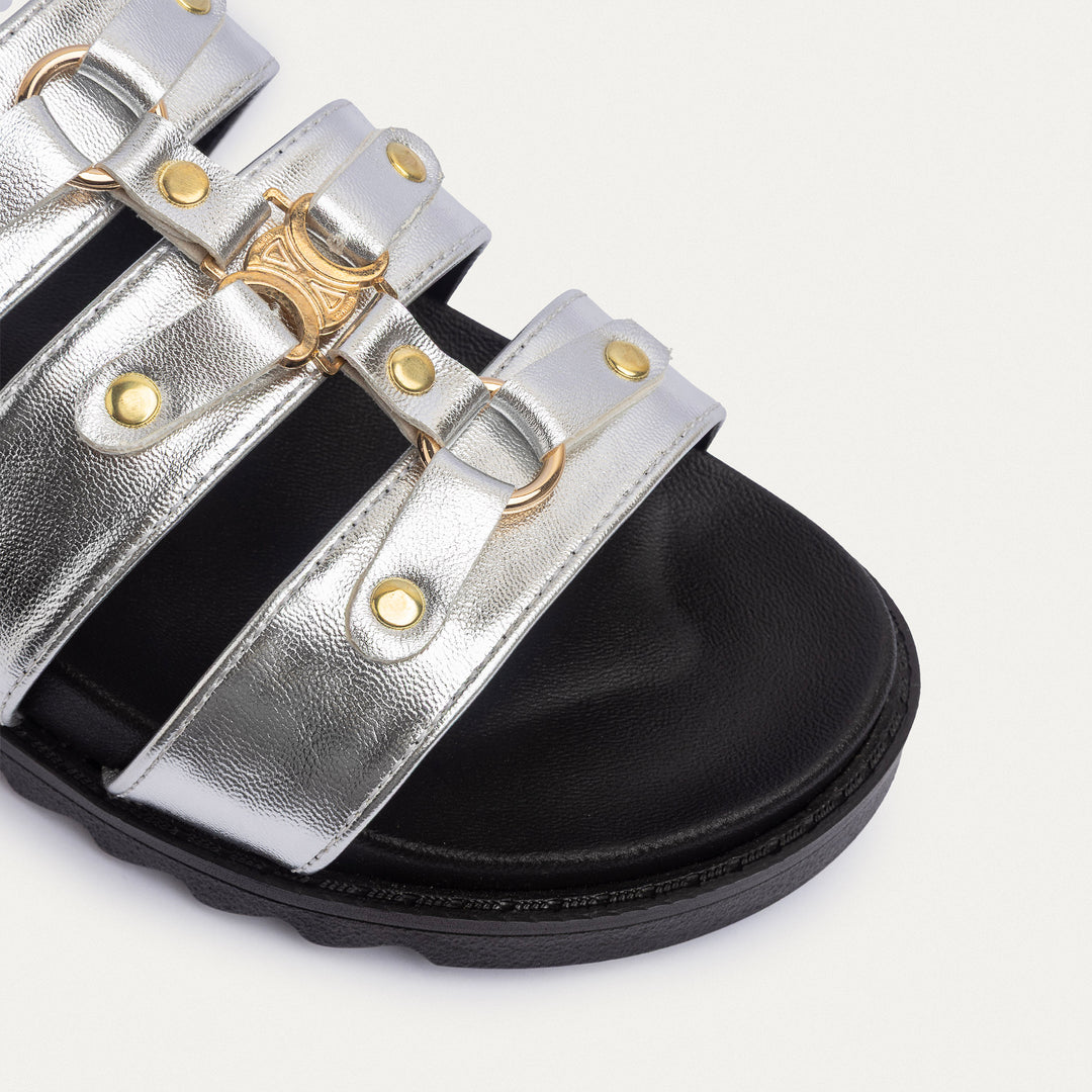 Achilles | Athena Buckle Slides - Silver