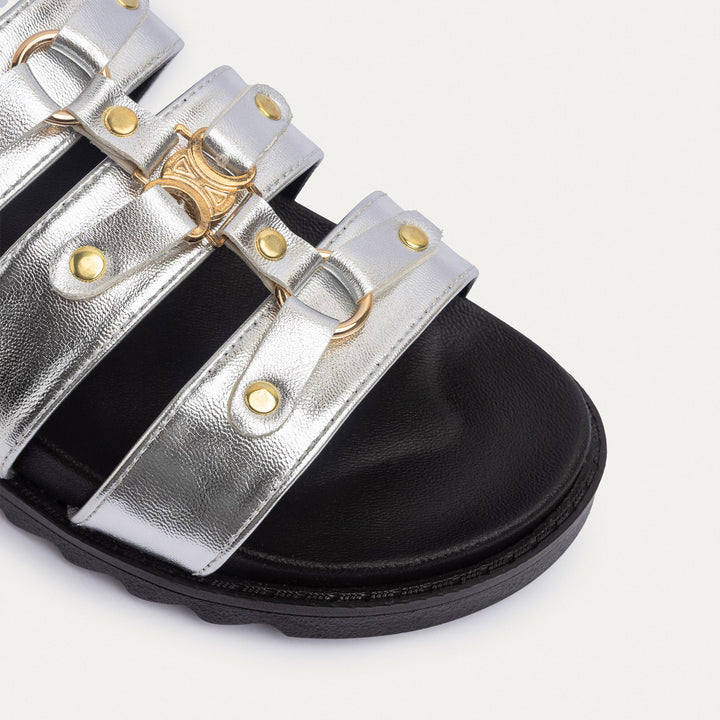 Achilles | Athena Buckle Slides - Silver