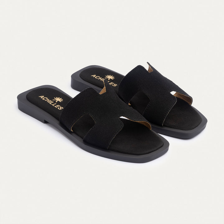 Achilles | Liana Flat Slides -Black