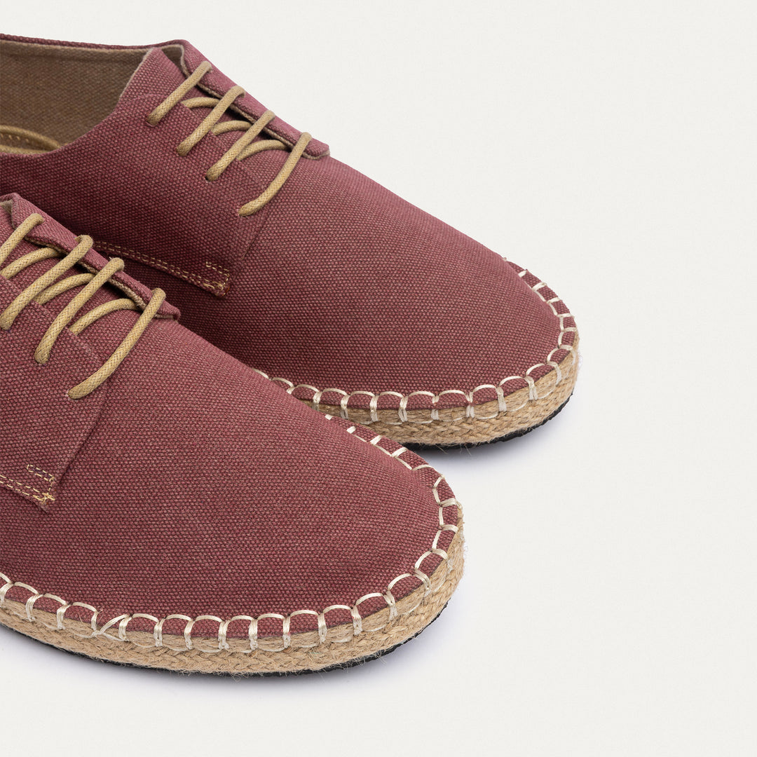 Achilles | Men's Espadrille Canvas Edition With Side Stitching - Washed Burgundy