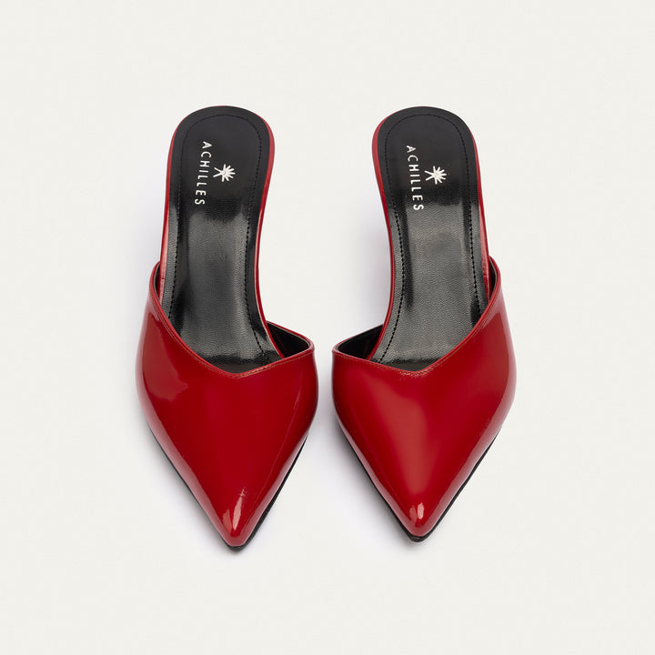 Achilles| Cleo Patent Mule Heels - Red