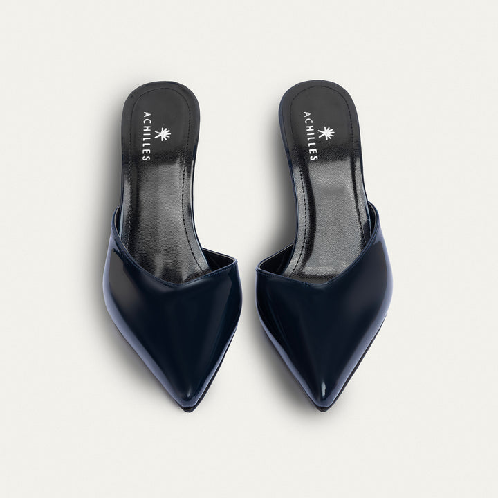 Achilles| Cleo Patent Mule Heels - NavyBlue