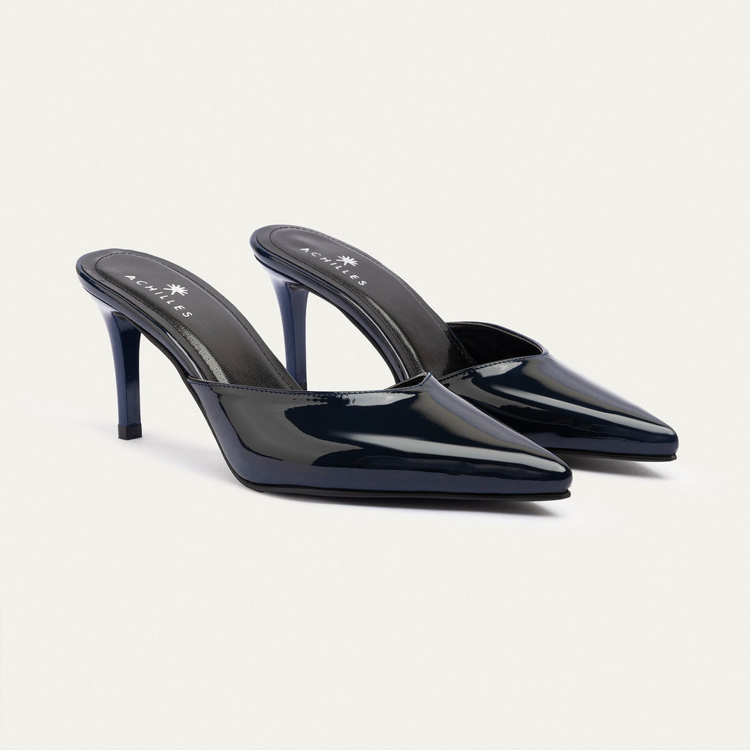 Achilles| Cleo Patent Mule Heels - NavyBlue