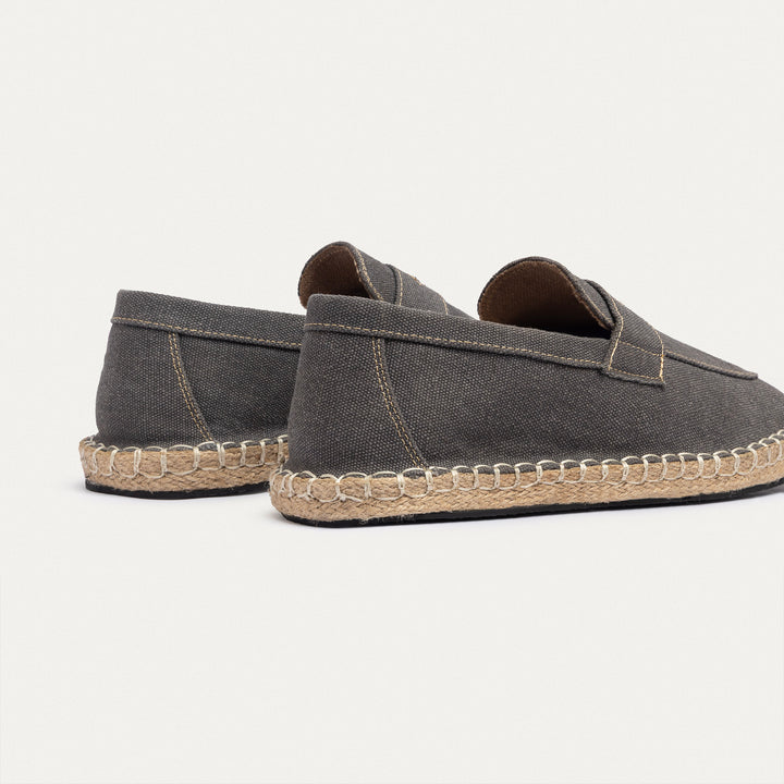 Achilles | Nomad Linen Espadrille Loafer - Charcoal Grey