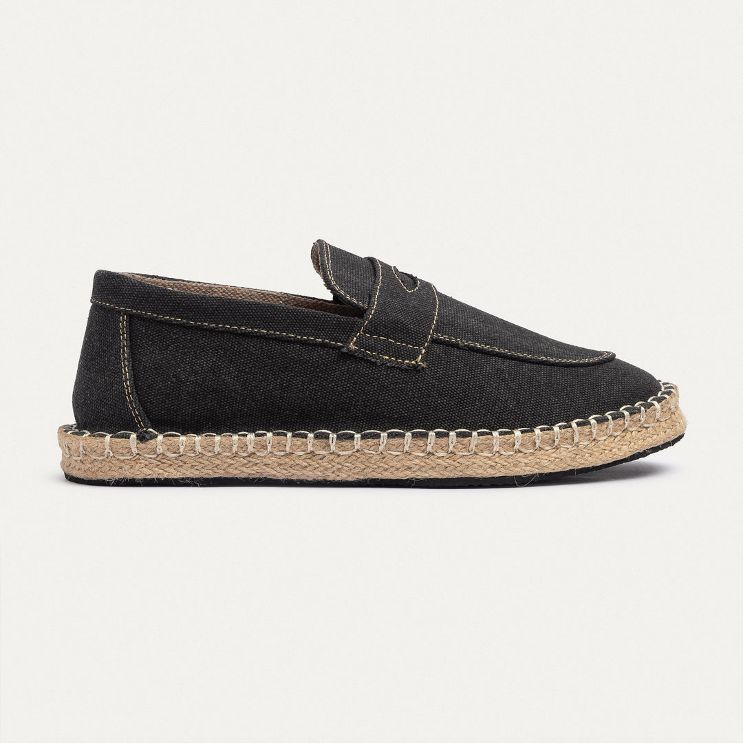 Achilles | Nomad Linen Espadrille Loafer - Black