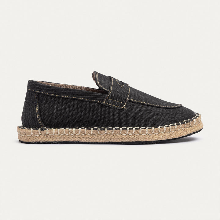 Achilles | Nomad Linen Espadrille Loafer - Black