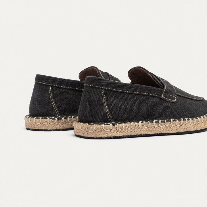 Achilles | Nomad Linen Espadrille Loafer - Black