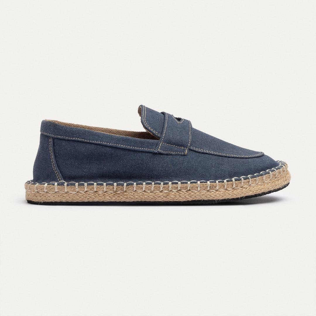 Achilles | Nomad Linen Espadrille Loafer -Navy Blue