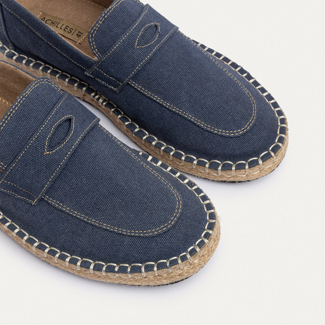 Achilles | Nomad Linen Espadrille Loafer -Navy Blue