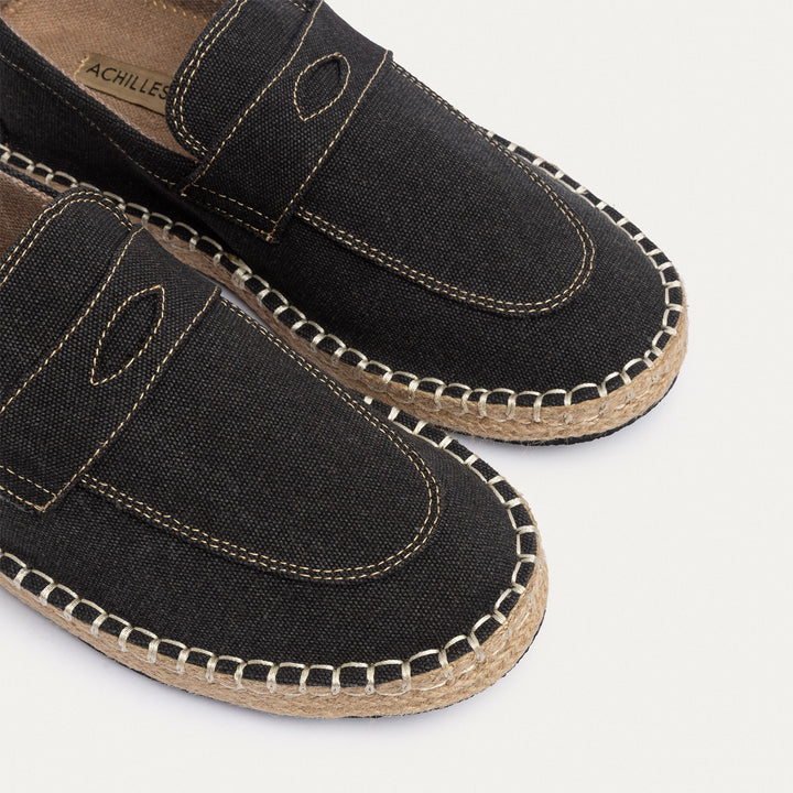 Achilles | Nomad Linen Espadrille Loafer - Black