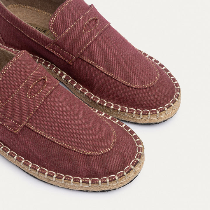Achilles | Nomad Linen Espadrille Loafer - Burgundy