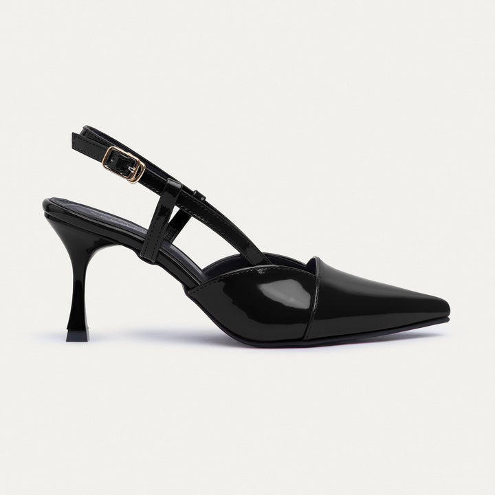 Achilles | Luma Heels – Patent Slingback Pointed-Toe Stiletto-Black