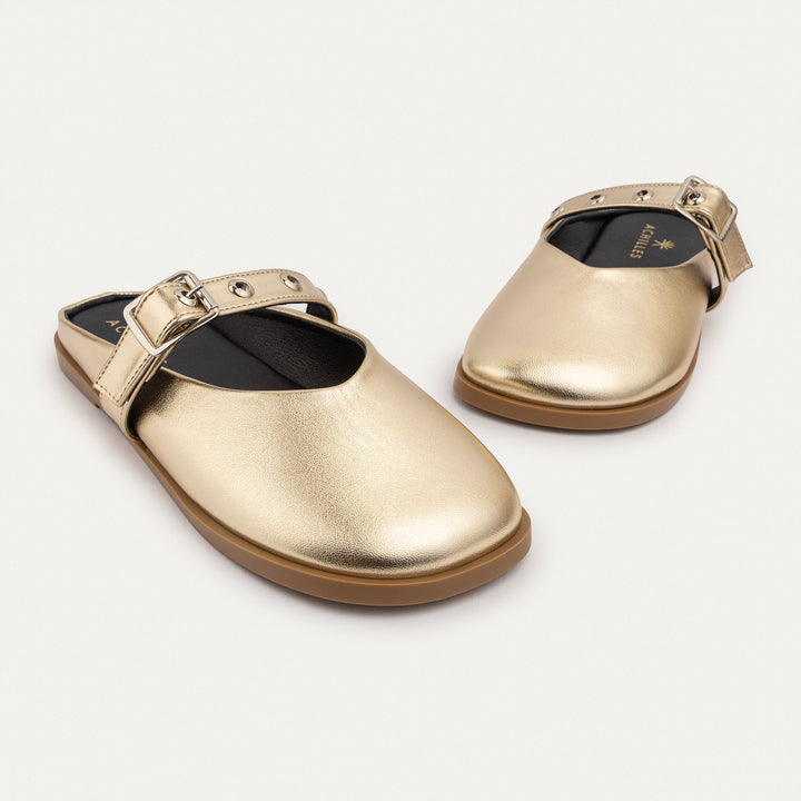 Achilles | Bella Casual Mules - Gold
