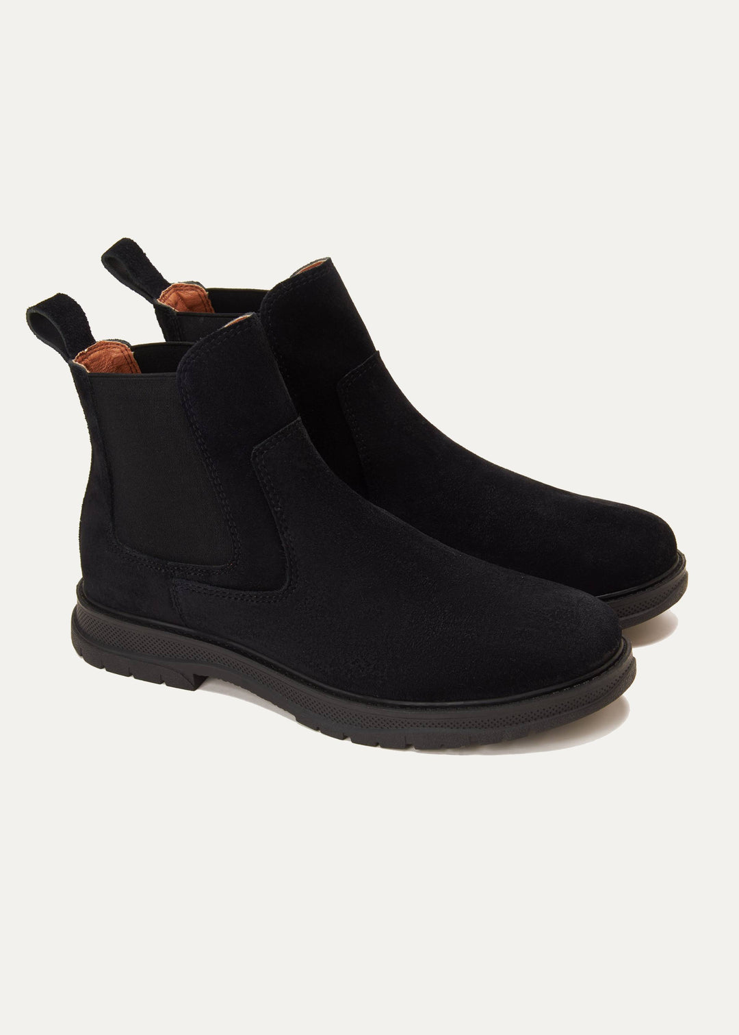 Plain Suede Genuine Leather Chelsea Boots - Black