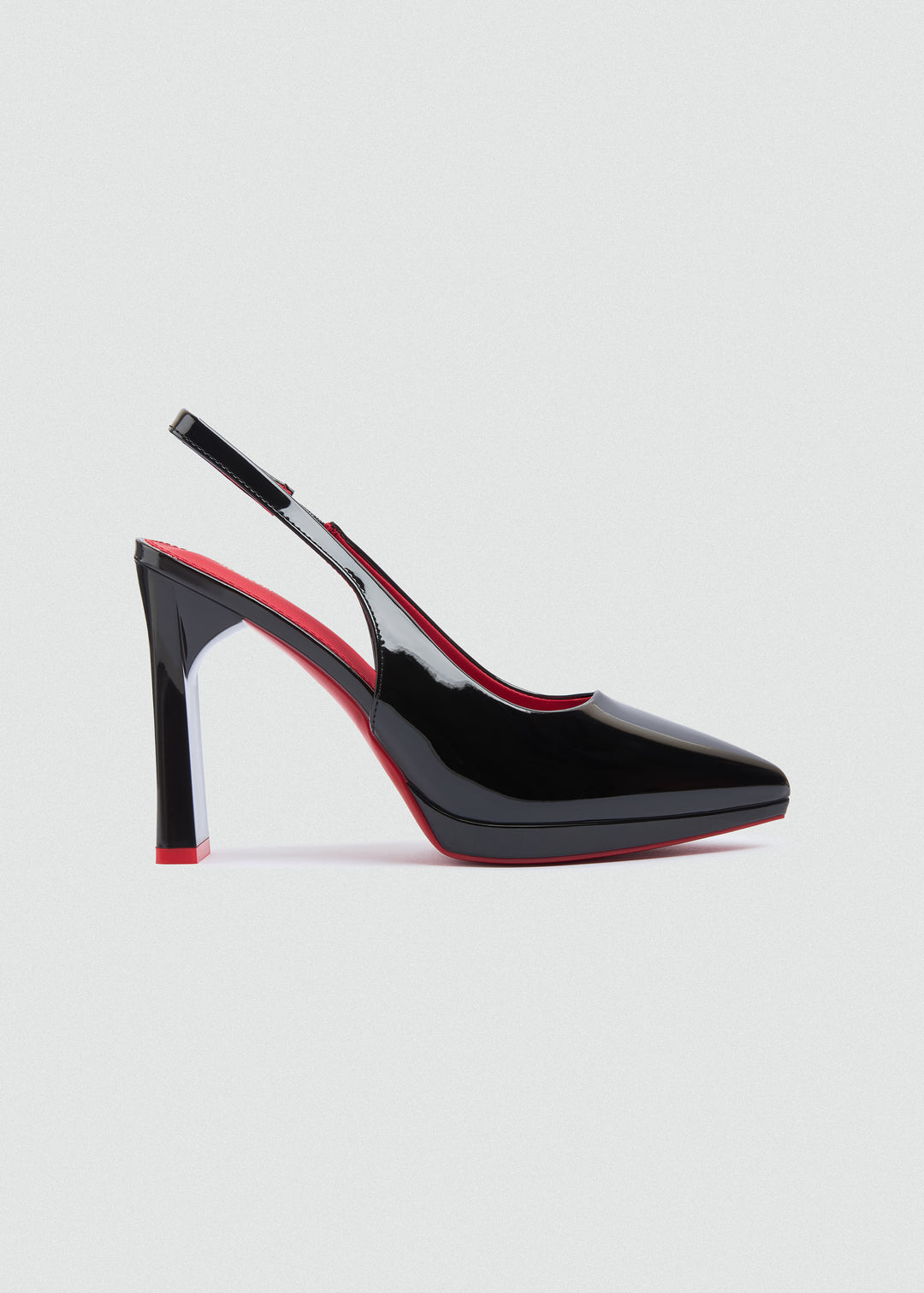 Pointy Slingback Block Heel Pumps - Black