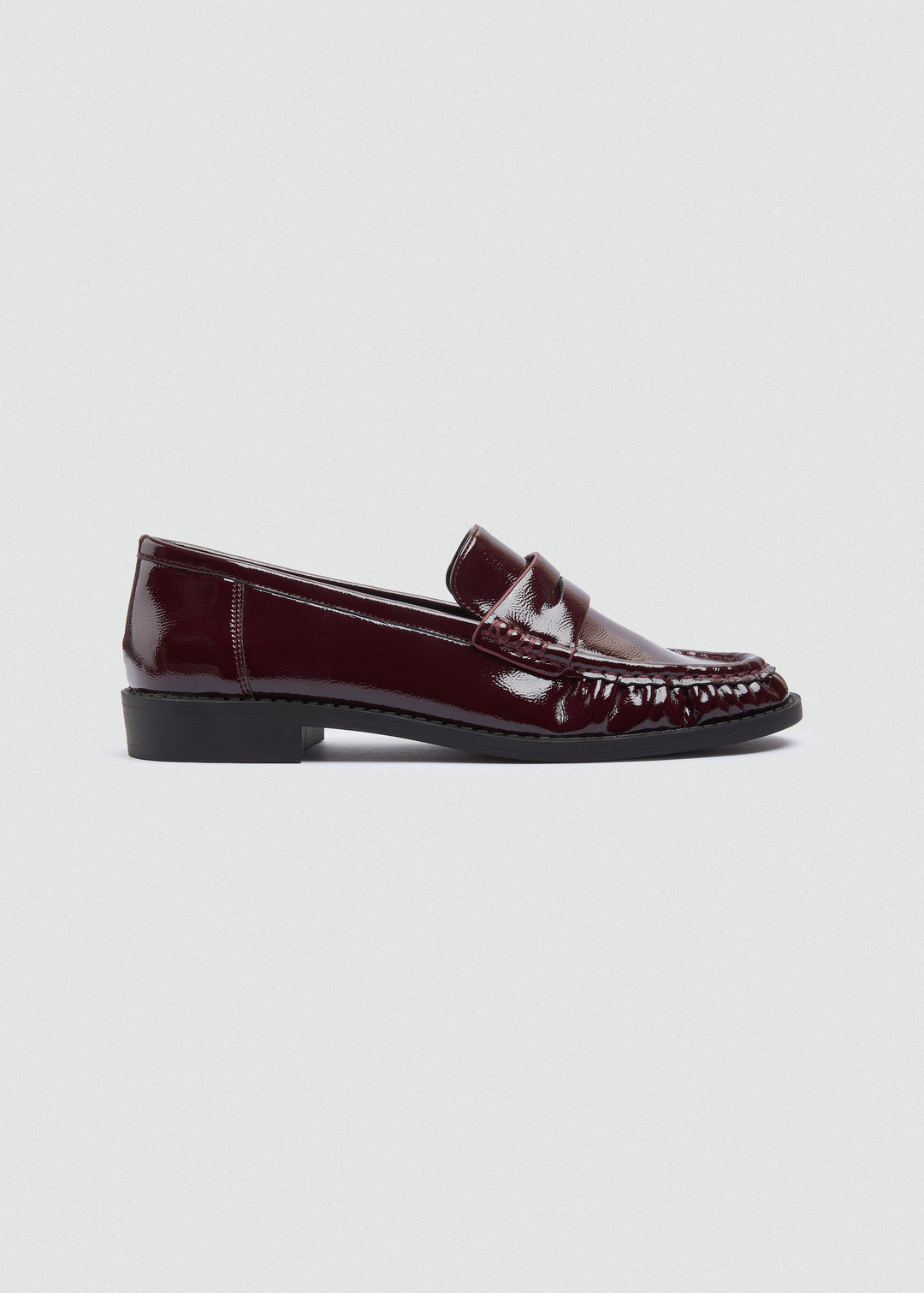 Patent Crinkle Penny Loafers - Maroon