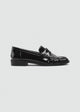 Patent Crinkle Penny Loafers - Black