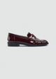 Patent Crinkle Penny Loafers - Maroon