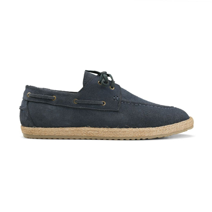 Achilles | Suede Espadrille Boat  - Dark Blue