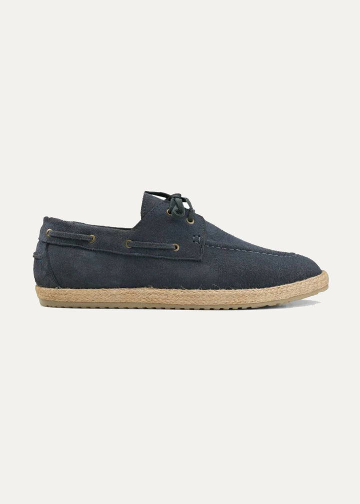 Achilles | Suede Espadrille Boat  - Dark Blue