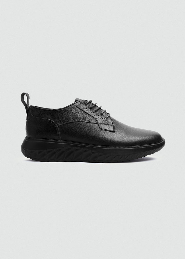Pebbled Leather Derby - Textured Black