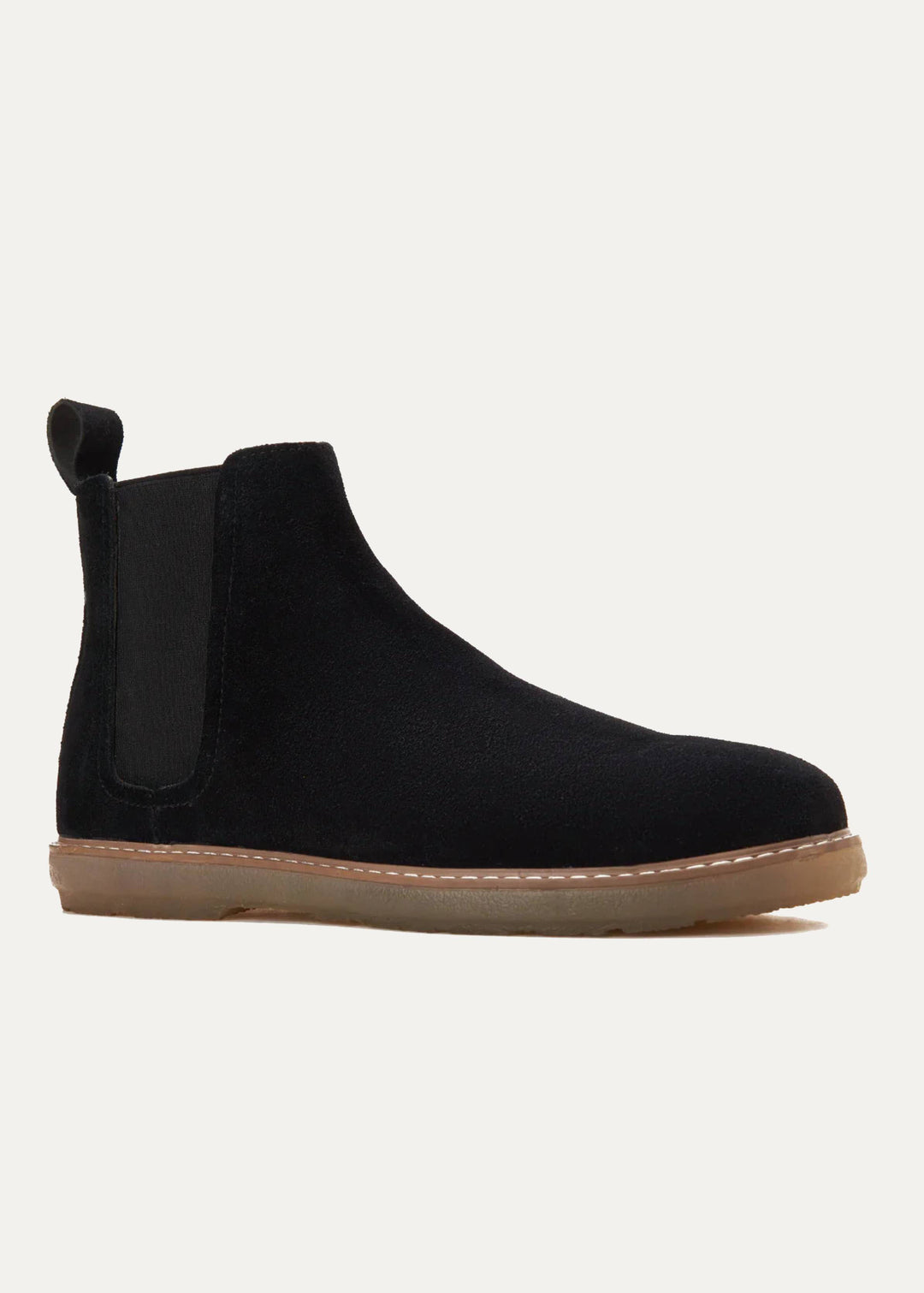 Achilles Plain Suede Chelsea Half Boot - Black