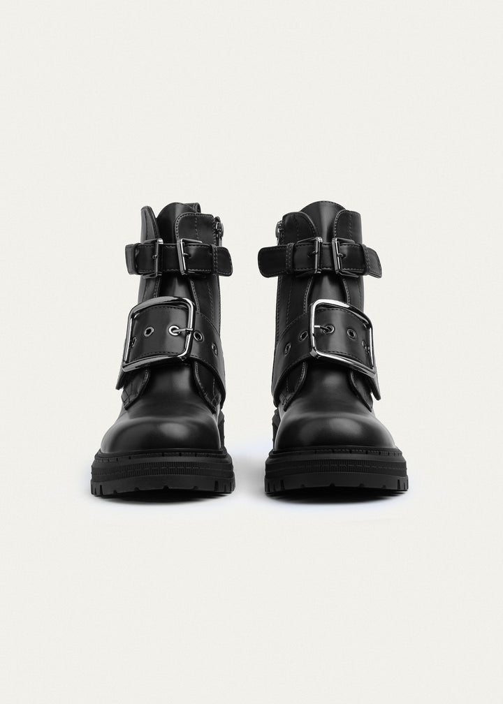 Dual Buckle Combat Boots | Black