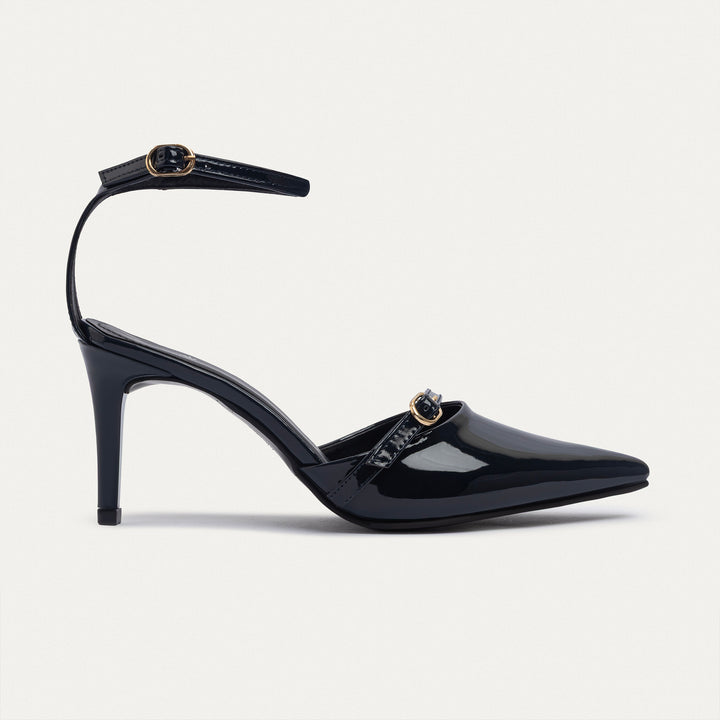 Achilles| Charm Pointed Heels - Navy Blue