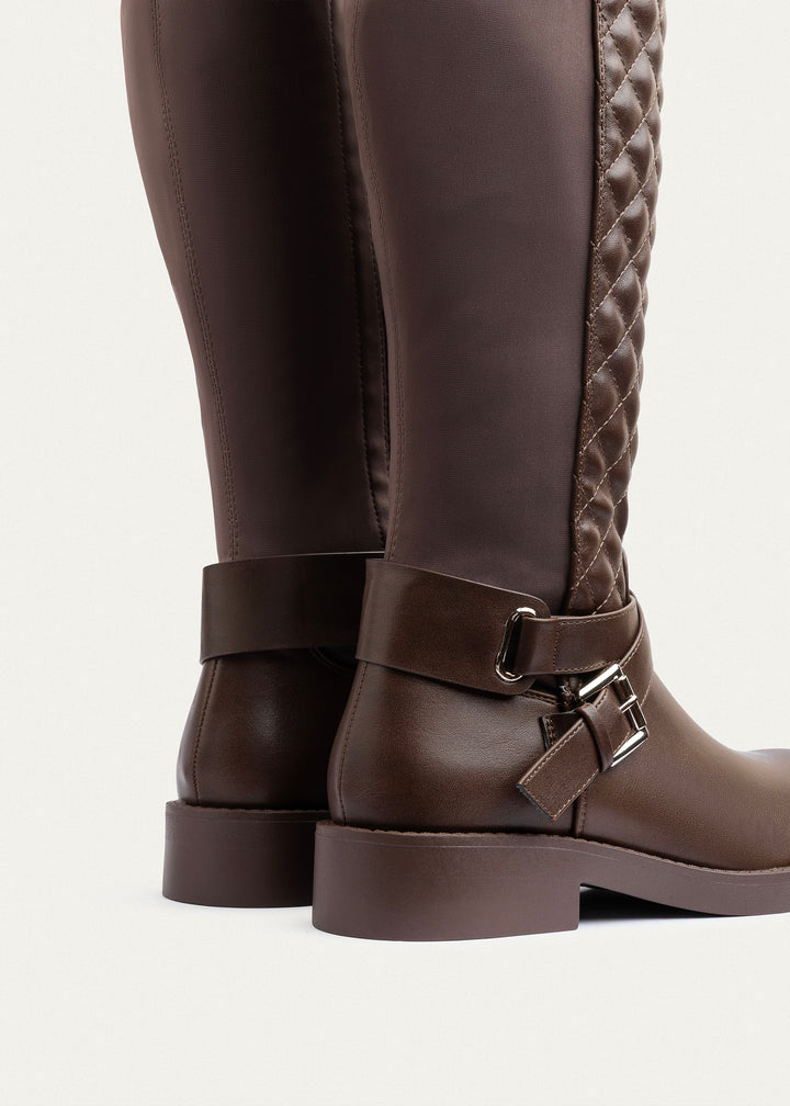 Vienna Quilted Over-The-Knee Boots | Brown