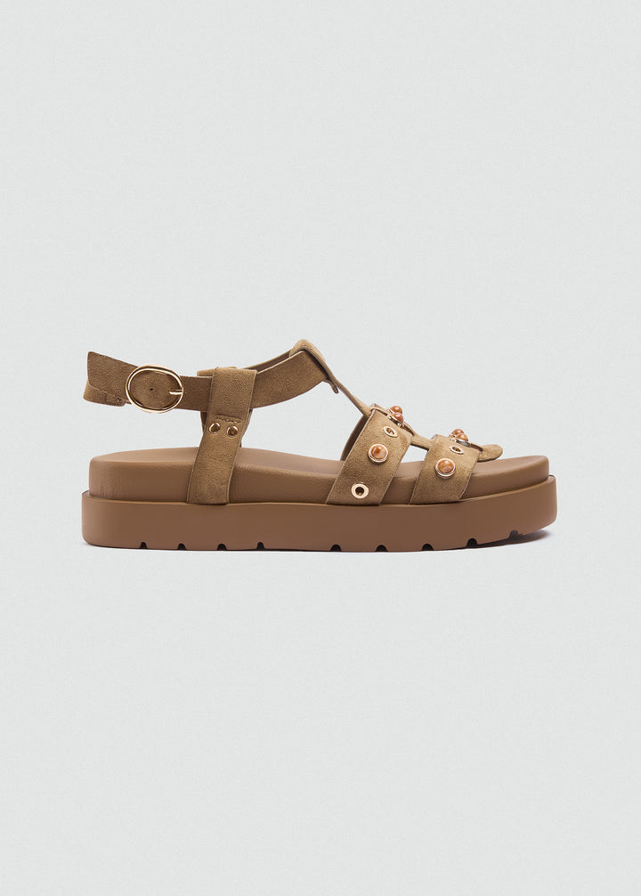 Chunky Gold-Tone Sandal - Café