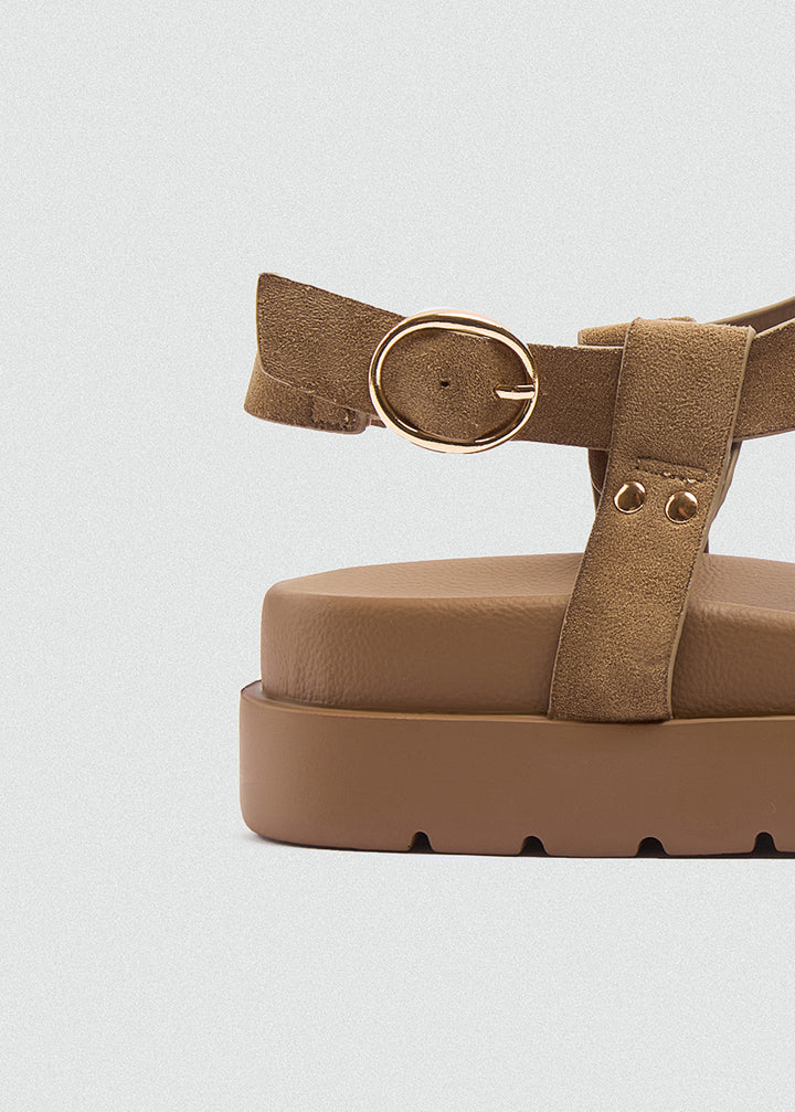 Chunky Gold-Tone Sandal - Café