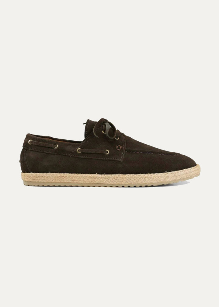 Achilles | Suede Espadrille Boat  - Brown