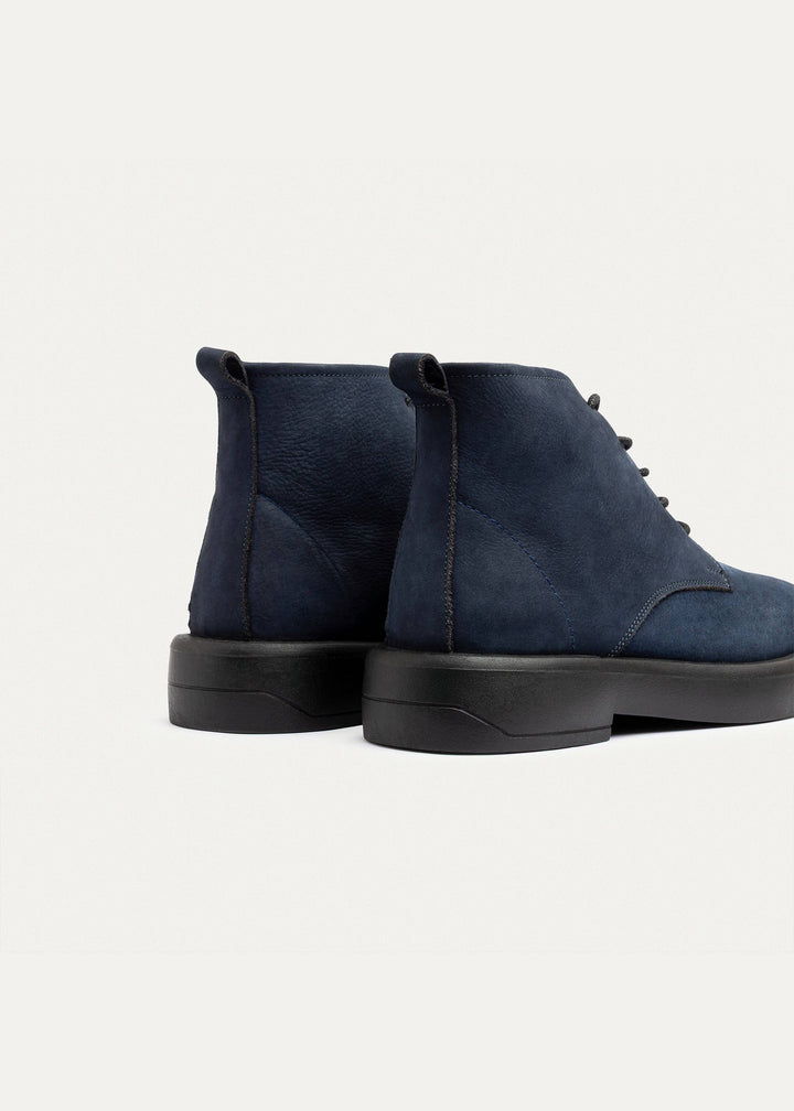 Heritage Brogue Leather Boots | Navy Blue