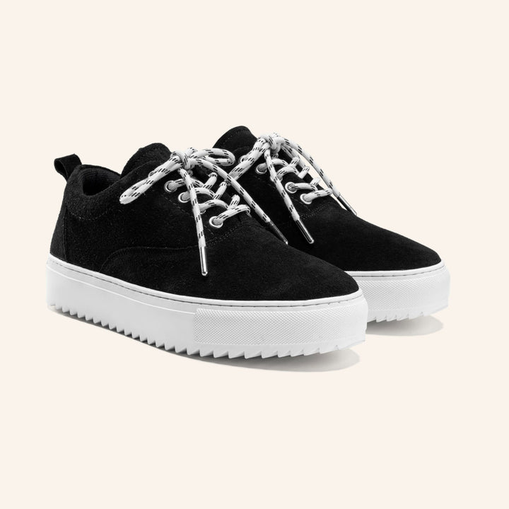 Achilles Zig 2.0 | Lace up Stitchy Suede Sneakers - Black