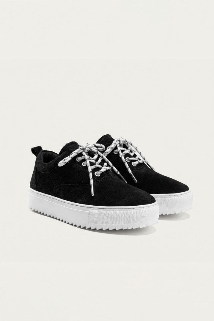 Achilles Zig 2.0 | Lace up Stitchy Suede Sneakers - Black