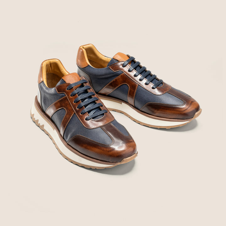 Achilles Beast | Duo Genuine Leather Ultimate Durable Sneakers - Blue X Brown