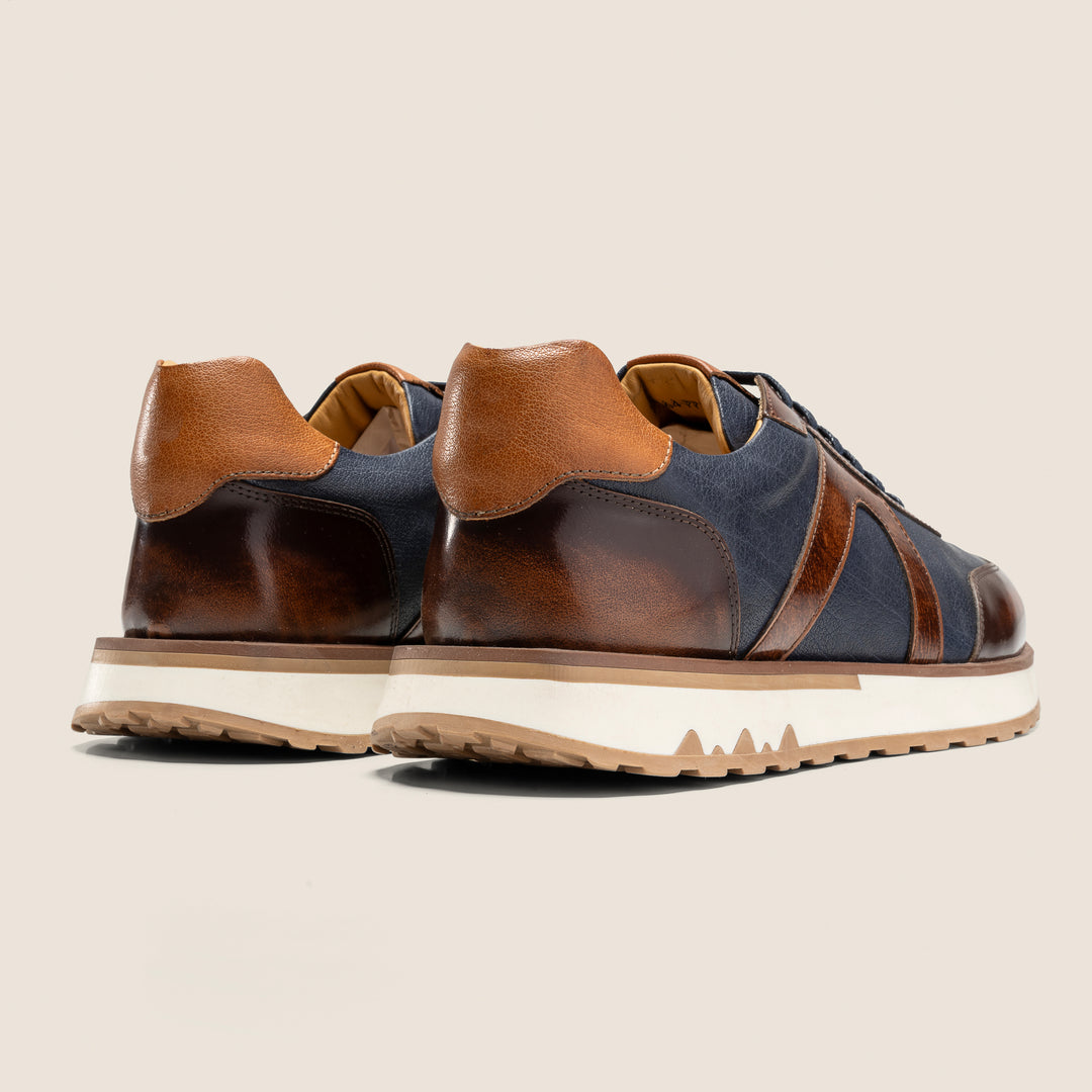 Achilles Beast | Duo Genuine Leather Ultimate Durable Sneakers - Blue X Brown