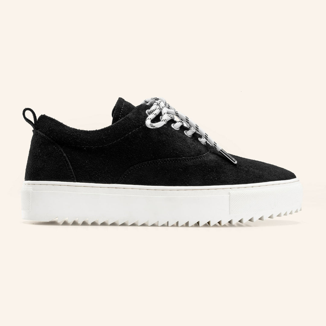 Achilles Zig 2.0 | Lace up Stitchy Suede Sneakers - Black