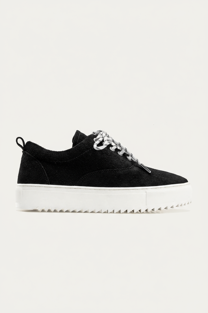 Zig 2.0 Lace up Stitchy Suede Sneakers | Black