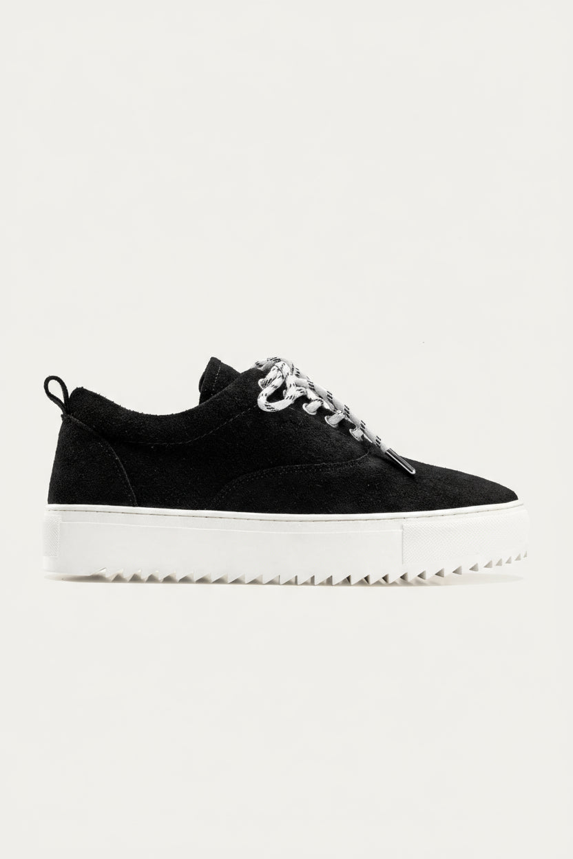 Achilles Zig 2.0 | Lace up Stitchy Suede Sneakers - Black