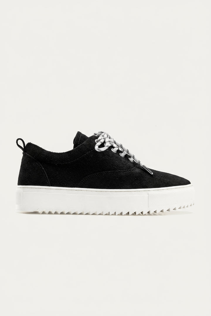Achilles Zig 2.0 | Lace up Stitchy Suede Sneakers - Black