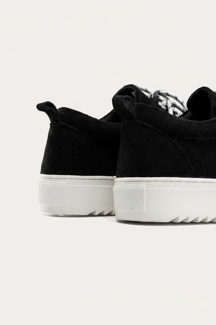 Zig 2.0 Lace up Stitchy Suede Sneakers | Black