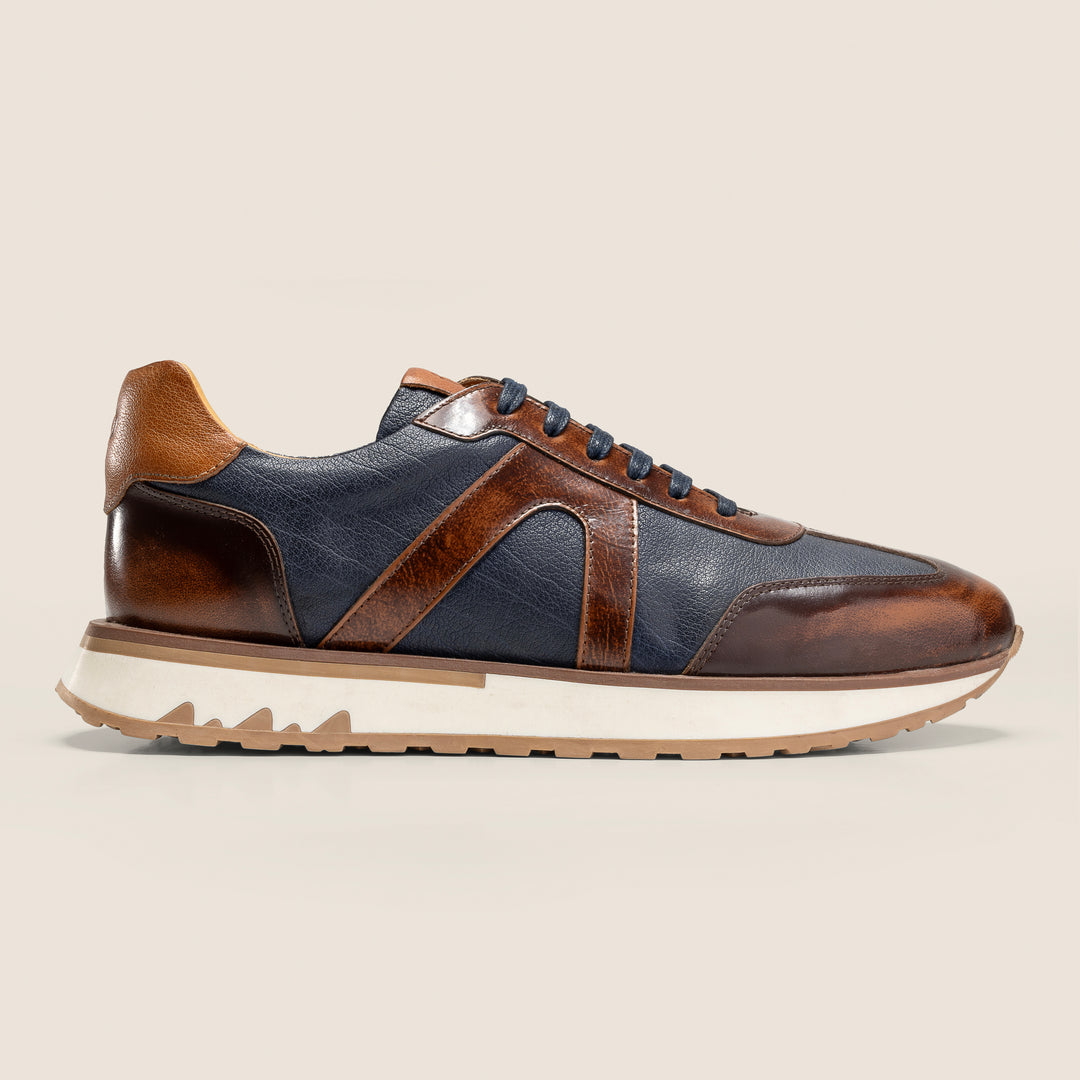 Achilles Beast | Duo Genuine Leather Ultimate Durable Sneakers - Blue X Brown